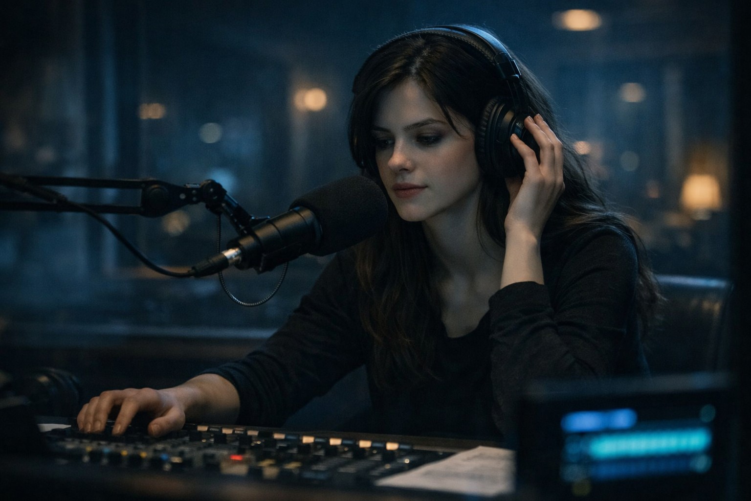 Zoe podczas wieczornej audycji radiowej
